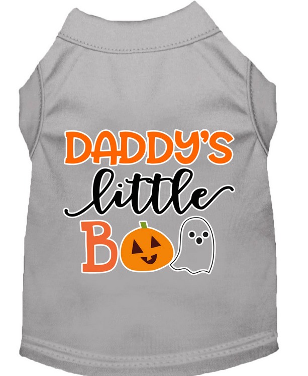 Daddy's Little Boo Screen Print Dog Shirt Grey XS